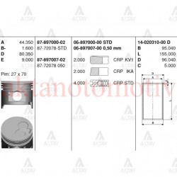 PİSTON SEGMANLI HILUX 90-05 / HIACE 89-94 / LN85 - LN145 - LN105 / 2L - 2LT / 2.4 050 PİSTON SEGMANLI HILUX 90-05 / HIACE 89-94 / LN85 - LN145 - LN105 / 2L - 2LT / 2.4 050